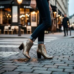 JustFab Metallic Ankle Booties